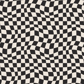 Black and Cream Swirly Checkers