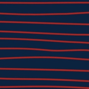 Hand drawn wobbly stripes navy red