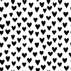 Hearts || Hand Drawn Hearts|| Black Hearts on White Pink by Sarah Price 