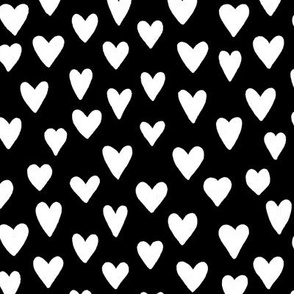 Hearts || Hand Drawn Hearts|| White Hearts on Black by Sarah Price 