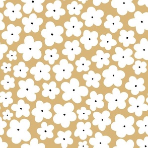 Daisy || White Daisies on Honey Yellow || Daisy Age Collection by Sarah Price