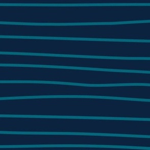 Hand drawn wobbly stripes navy turquoise