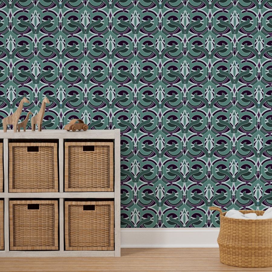 Art Deco Green Wallpaper | Spoonflower