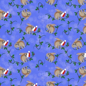 Christmas sloths in blue small