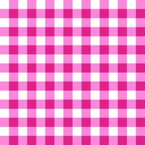 1/2" Candy Pink Gingham – Bright Pink and White Check A