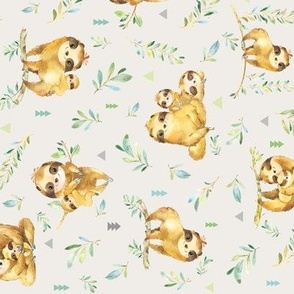 Sloths Hangin On (bisque/cream) Children's Bedding Baby Boy Nursery, SMALL Scale ROTATED
