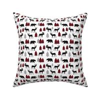 Woodland Animals Bear Moose & Deer (smaller) Red + Black Buffalo Plaid Baby Nursery Kids Children Baby Bedding