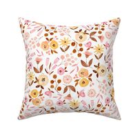 Sweet Baby Floral – Pink Blush Yellow Flowers, 12” repeat