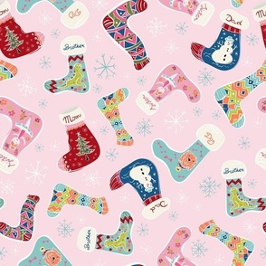 Christmas socks_baby pink