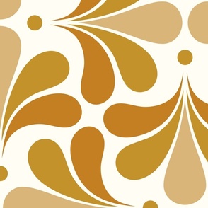 In Bloom Art Deco Geometric Floral- Classic Minimalist Flowers- Neutral Mid Century Modern Wallpaper- 20s- 70s Vintage- Natural Background- Desert Sun- Mustard- Honey Petal Extra Large