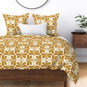 In Bloom Art Deco Geometric Floral- Classic Minimalist Flowers- Neutral Mid Century Modern Wallpaper- 20s- 70s Vintage- Natural- Mustard- Desert Sun- Honey- Gold Medium  