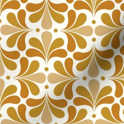 In Bloom Art Deco Geometric Floral- Classic Minimalist Flowers- Neutral Mid Century Modern Wallpaper- 20s- 70s Vintage- Natural- Mustard- Desert Sun- Honey- Gold sMini