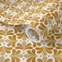 In Bloom Art Deco Geometric Floral- Classic Minimalist Flowers- Neutral Mid Century Modern Wallpaper- 20s- 70s Vintage- Natural- Mustard- Desert Sun- Honey- Gold sMini