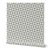 In Bloom Art Deco Geometric Floral- Classic Minimalist Flowers- Neutral Mid Century Modern Wallpaper- 20s- 70s Vintage- Pewter Gray Background- Natural- Honey Petal Solids Coordinate sMini