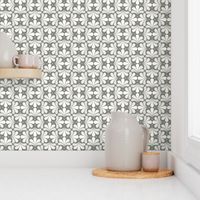 In Bloom Art Deco Geometric Floral- Classic Minimalist Flowers- Neutral Mid Century Modern Wallpaper- 20s- 70s Vintage- Pewter Gray Background- Natural- Honey Petal Solids Coordinate sMini