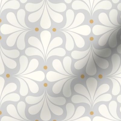 In Bloom Art Deco Geometric Floral- Classic Minimalist Flowers- Neutral Mid Century Modern Wallpaper- 20s- 70s Vintage- Grey- Gray Background- Natural- Honey Petal Solids Coordinate sMini