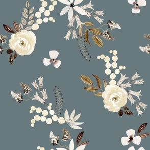 Neutral Floral (slate) 12” repeat, pattern 3