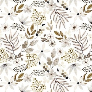 Neutral Floral (white) 6” repeat, pattern 1