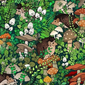 Hedgehog Hideaway in the Land of Wild Mushrooms (large scale)   