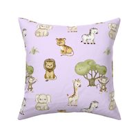 Safari Animals Nursery Baby Girl Purple 