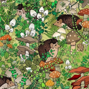 Hedgehog Hideaway in the Land of Wild Mushrooms (large scale) 
