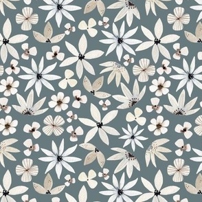 Neutral Floral (slate) 6” repeat, pattern 2