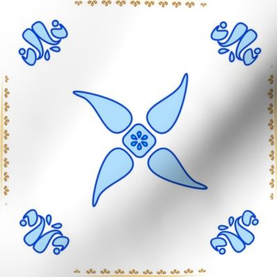 Multani Floral 1 blue squares large