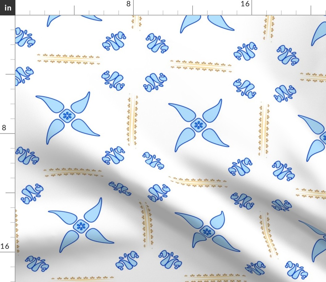 Multani Floral 1 blue squares large