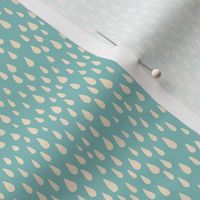 Simple raindrops - cream white on soft turquoise - extra small 