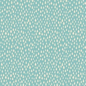 Simple raindrops - cream white on soft turquoise - extra small 
