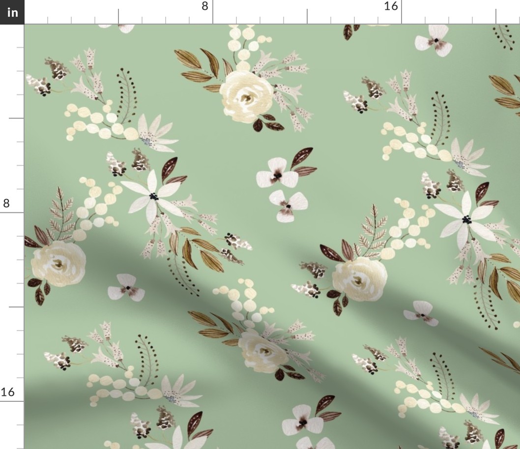 Neutral Floral (fresh parsley) 12” repeat, pattern 3