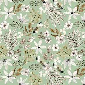 Neutral Floral (fresh parsley) 6” repeat, pattern 1