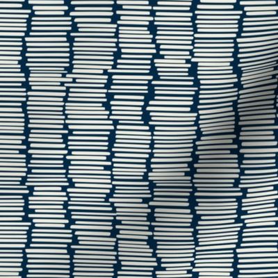 Stacked Stripes 6x6 Ivory on Navy Medium Scale