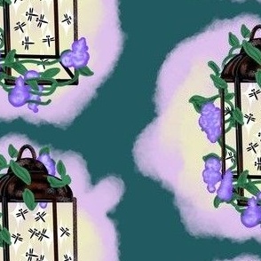 Wisteria Firefly Lantern Brick repeating pattern 