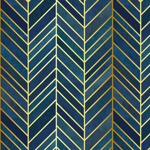 Navy Gold Chevron Fabric, Wallpaper and Home Decor | Spoonflower