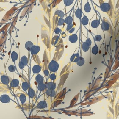 florals- brown blue yellow