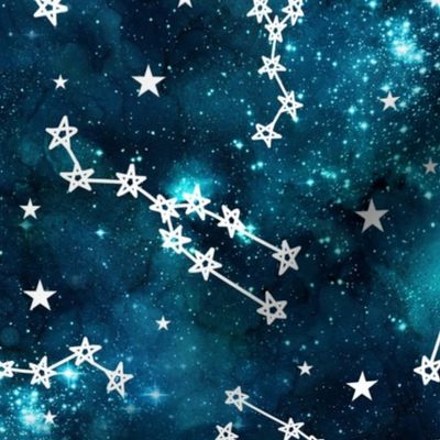 Large Scale Taurus Constellation Stars Teal Galaxy