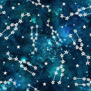 Large Scale Taurus Constellation Stars Teal Galaxy