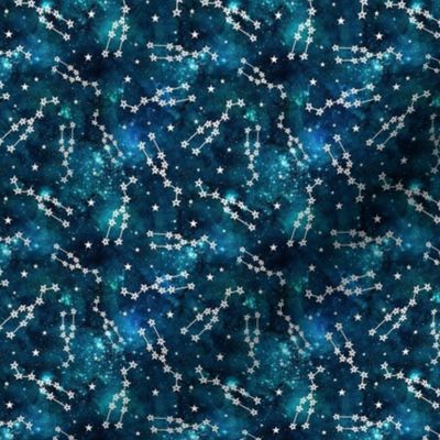 Small Scale Taurus Constellation Stars Teal Galaxy