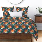 Maximalist Cats Ginger on Teal - Large