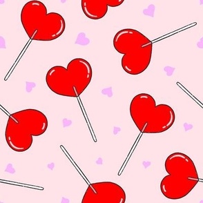 Lollipops red on blush Hearts 