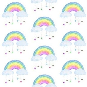 Rainbow bright Rain Drop Hearts