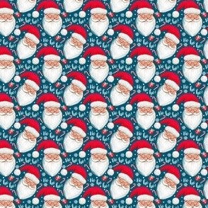 Santa Claus fabric  ho ho ho - blue tiny scale