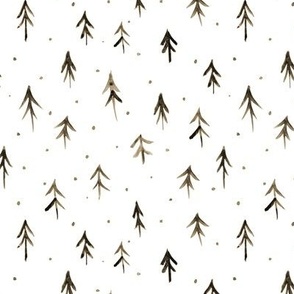 Earthy scandi xmas - watercolor brown christmas trees with polka dots - winter minimal vibes a499-4