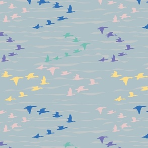 Migrating birds Light Grey