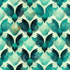Watercolor - Teal blue brush pattern 