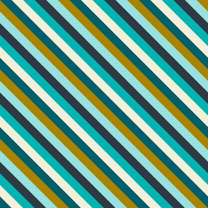 Diagonal Stripes - Blue, Teal & Gold - Small