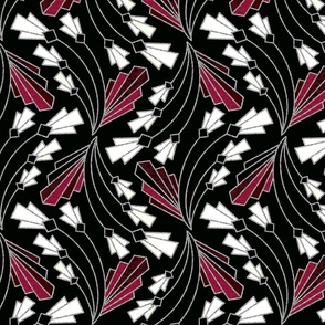 Art Deco Floral Twist  - Goth - Medium Scale