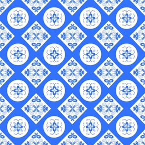 Scandi tile blue and white