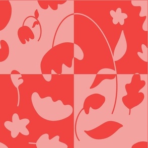 Floral checkers red and pink